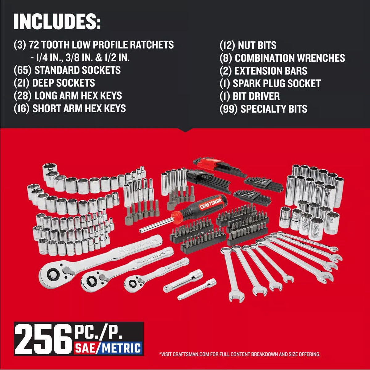 Craftsman 1/4 & 3/8 & 1/2 in - Tool Set 256 pc