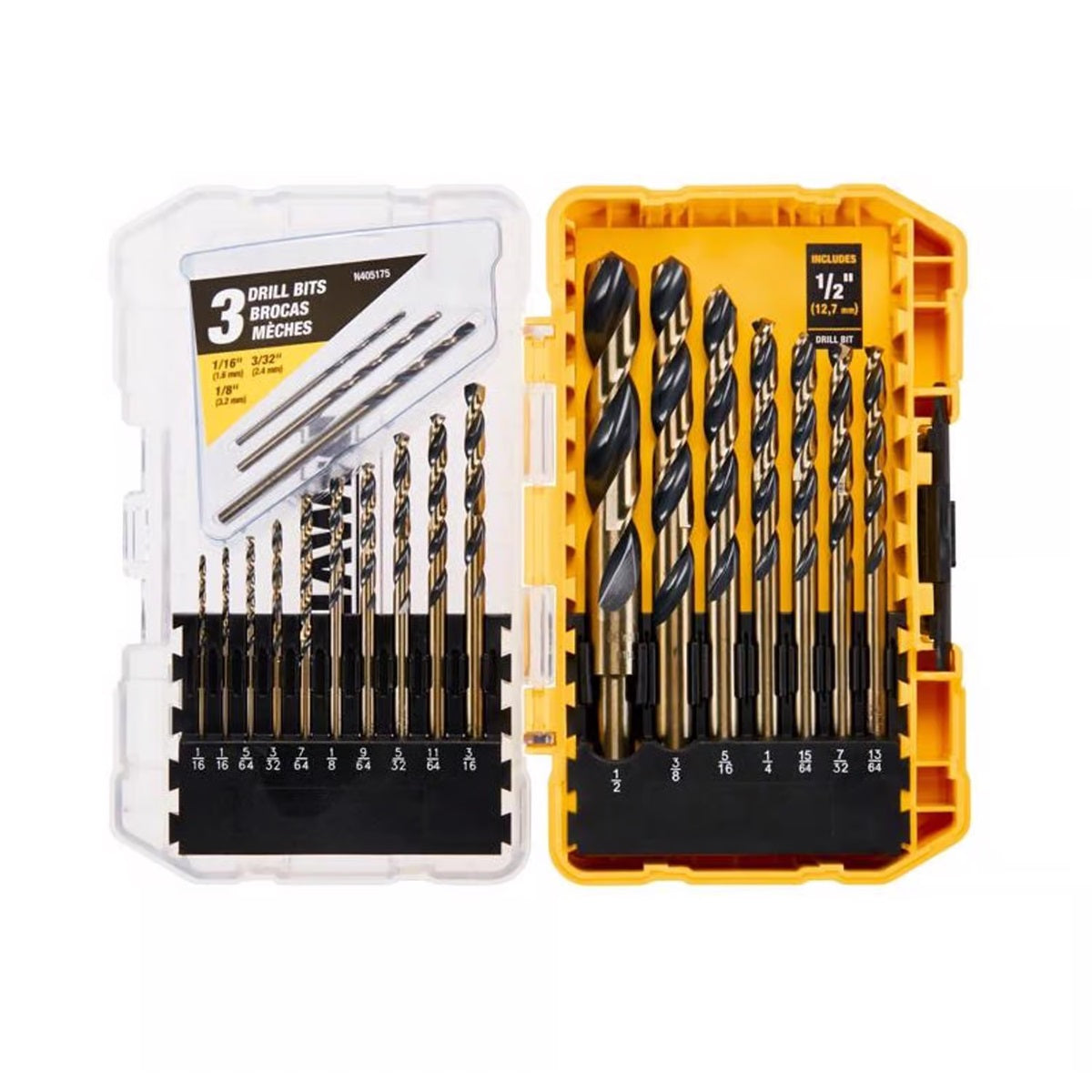 DEWALT BLACK & GOLD High Speed Steel Split Point Drill Bit Set Straight Shank 20 pc