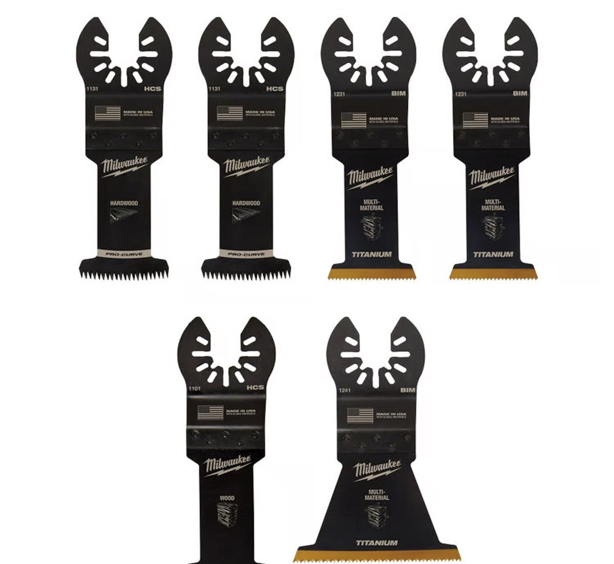Milwaukee Universal Fit Open-Lok High Carbon Steel Multi-Tool Oscillating Blade Set 6 pc