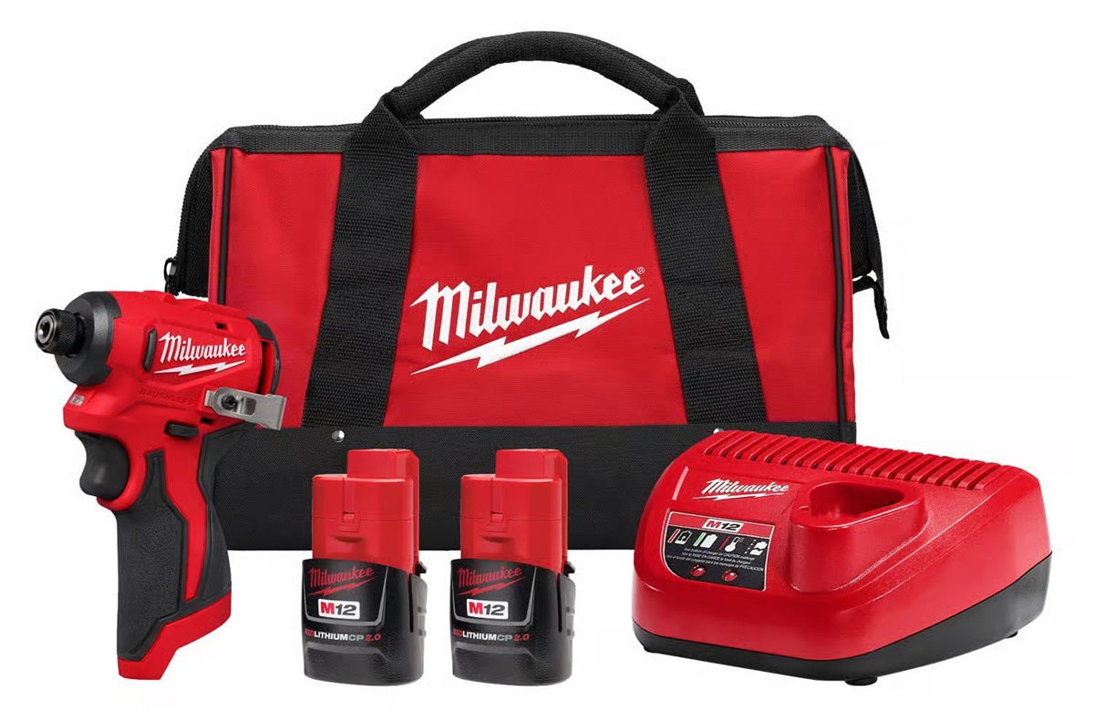 Milwaukee 1/4 in. Cordless Brushless Impact Driver Set Kit (Battery & Charger)